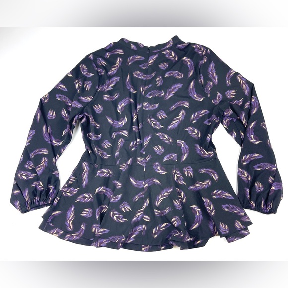 Women’s Lane Bryant Black/Purple Feather Blouse Size 16 - Picture 2 of 3